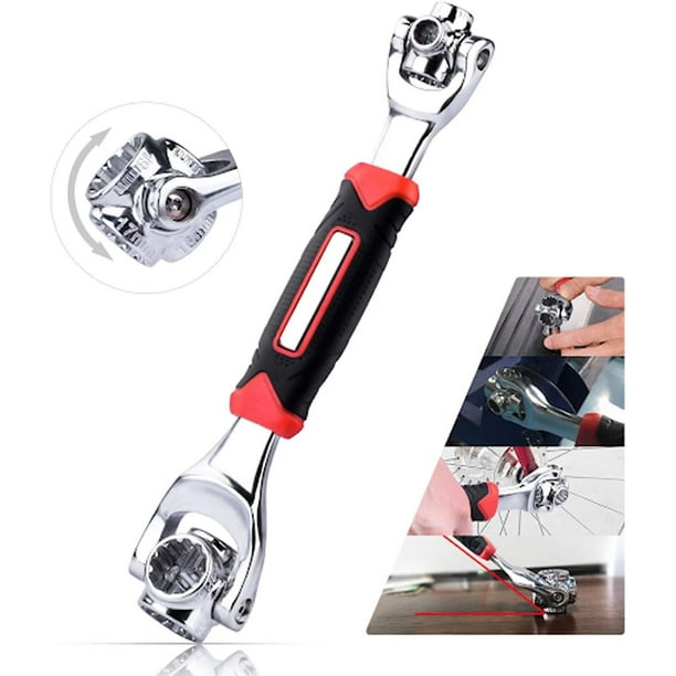 Llave de tubo multifuncional, 48 en 1, giratoria, 26 cm, acero