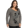 thumbnail image 2 of Women's Plus-Size Long Sleeve Side-Shirred Graphic Top, 2 of 2