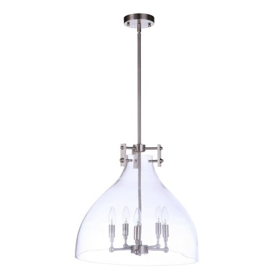55895-BNK Craftmade Lighting Chardonnay - 5 Light Pendant In Transitional Style-17.75 Inches Tall and 19.63 Inche Wide-Brushed Polished Nickel Finish