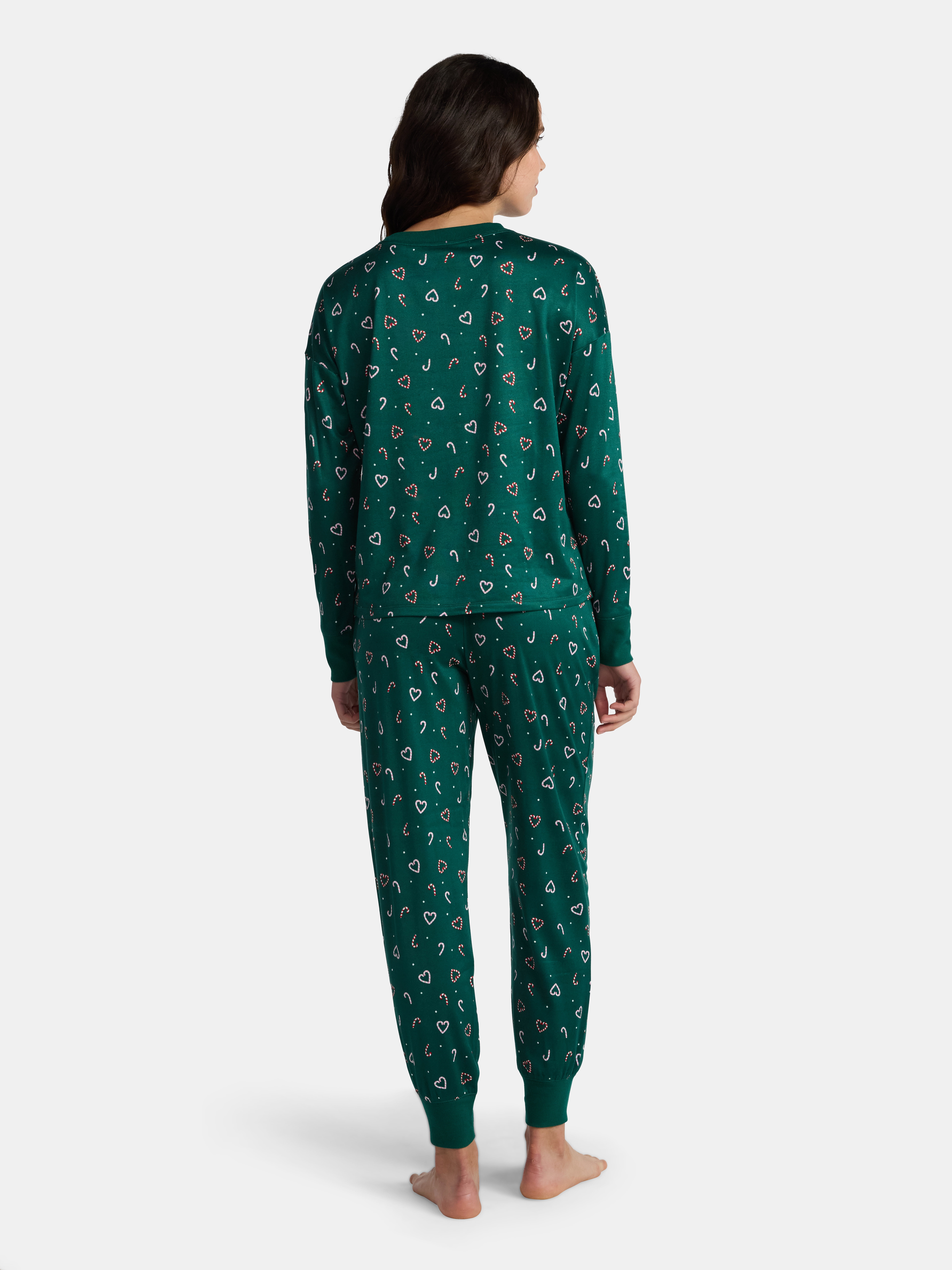 Holiday Time Women's Long Sleeve Crew Neck Sleep Top and Jogger Pants Pajama Set, 2-Piece, Sizes S-3X