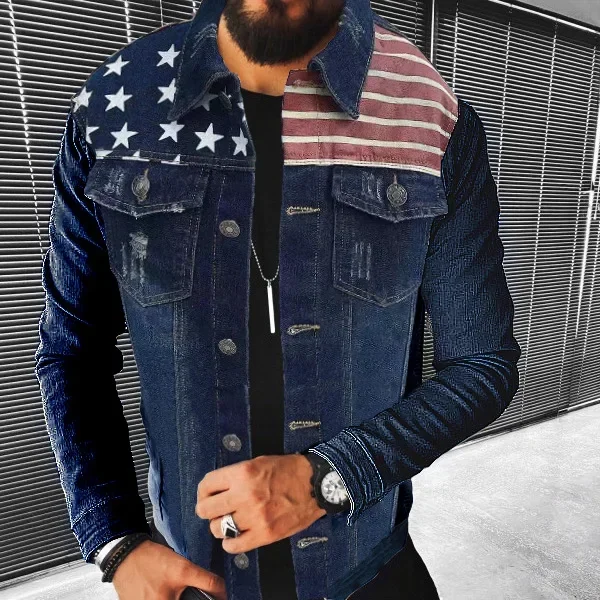 Mens Slim Fit Biker Denim Jacket Casual Spring Fall Winter Size S to 3XL