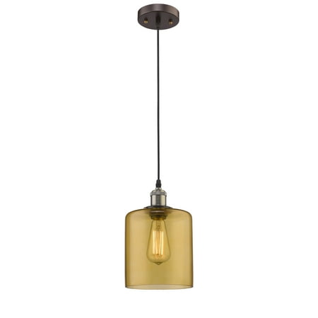 

RADIANCE Goods Industrial-Style 1 Light Rubbed Bronze Amber Glass Ceiling Mini Pendant 7 Shade