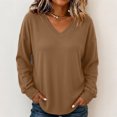 thumbnail image 5 of Tqcoqu Women's Ribbed V‑Neck Sweatshirt, Loose Long Sleeve Knit‑Like Pullover Casual Loungewear Top, 5 of 9