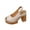 Khaki, variant on Women's Sandals Chunky Heel Square Toe Slingback Comfortable Leather Insole Adjustable Strap Casual Summer Shoes