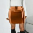 thumbnail image 2 of adviicd Womens Metallic Sexy Shiny Stretchy Short Pencil Party Skirt Coffee, XXL, 2 of 8