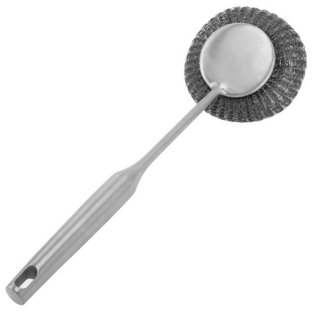 

Wiueurtly 304 Stainless Steel Long Handle Scrubber Hanging Hole For Wall Hook Multi Functional Use (Silver)