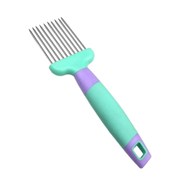 Aguja de cebolla, cortador de cebolla, ablandador de carne compacto para zanahorias, limones y aguacates. azul