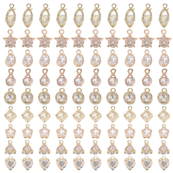 BRIGHTFUFU 90pcs Cubic Zircon Alloy Charm Pulsera Pendientes Pendientes Haciendo Suministro