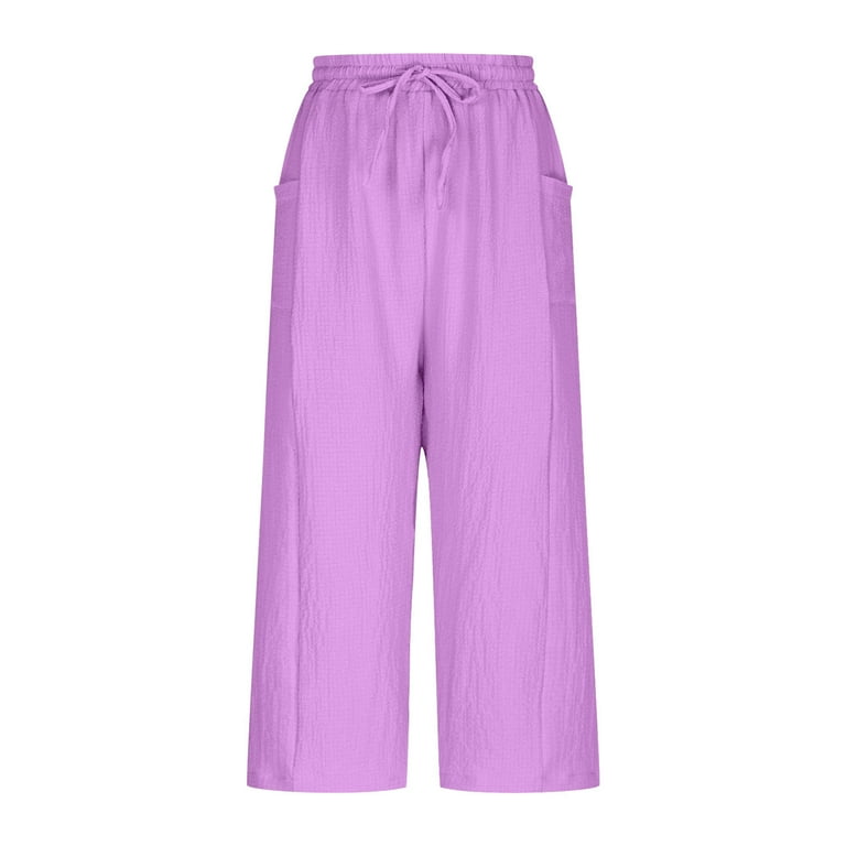 Mgmyaa Girls Casual Capri Pants Spring Summer Solid Drawstring