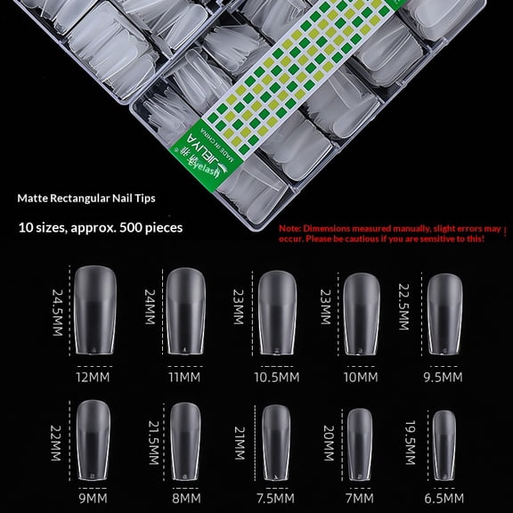 Matte Rectangular Nail Tips Nail Tips: 500PCS Long-length Fake Nails Soft Press On Gel Nail Tips Home Nail Extension Full Cover, 10 Sizes Acrylic Gelly Tips