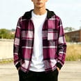 thumbnail image 3 of yillto Boys Plaid Jackets Flannel Hoodies Fall Fashion Long Sleeve Zip up Jacket Coat for Kids 5-15 Years, 3 of 7