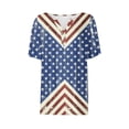 thumbnail image 4 of Lilgiuy Womens 4th of July Tops V Neck Buttons Trendy Shirts Short Sleeve Dressy Blouses 2024 American Flag Star Print Shirts Clothes(Navy,L), 4 of 5