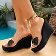 thumbnail image 4 of HEWUQI Wedges Platform Sandals for Women Clear Strap Suede Bowknot Heels Open Toe Non Slip Elegant Working Casual Summer Dressy Shoes Black Size 8.5, 4 of 6