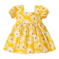 thumbnail image 1 of WEAIXIMIUNG Robe Pull pour Filles 10-12 Ans Robe à Manches Courtes avec Nœud Imprimé Floral Volants Robe de Danse Fête Vêtements 2-3 Ans, 1 of 9