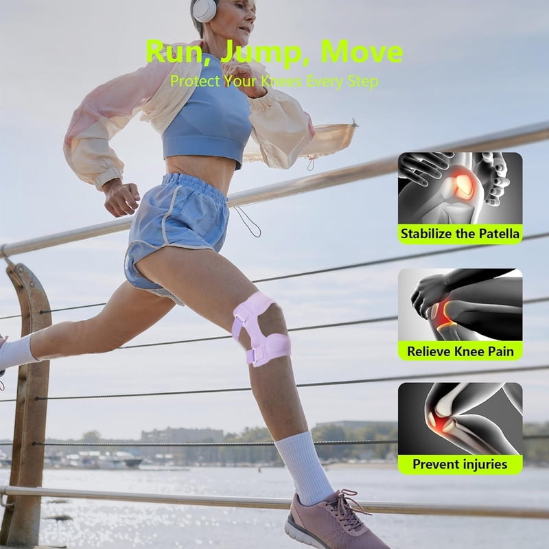 1pc Knee Brace for Men and Women, Patella Tendon Knee Strap with Gel Pad and Side Stabilizers, Adjustable Leg Band for Knee Pain