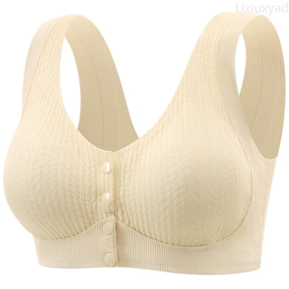Lixiuxyad Seamless Viscose Front Closure Bra For Comfortable Lightweight Wireless Support Non Everyday T Shirt Bra With Removable Pads,Bras for Women Beige L