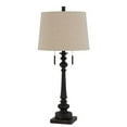 thumbnail image 1 of Benzara BM241869 Lampe de Table avec Support en Résine Tubulaire Tourné & Chaîne de Traction, Bronze Foncé, 1 of 1