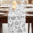 thumbnail image 3 of Boho Grey Floral 48 Inch Table Runner, Vintage Farmhouse Paisley Plant Leaf Farmhouse Dresser Scarf Cotton & Linen Tablerunner for Dining/Kitchen Island/Holiday Party Décor 13" x 48", 3 of 9