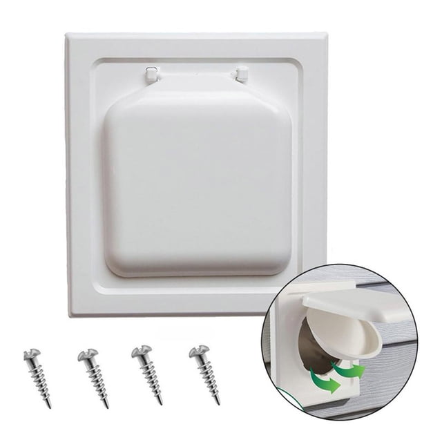 YWIYIUD 1 Ensemble Housse d'Évent de Sécheuse Blanche à Double Porte 7.01x7.48 Pouces avec 4 Vis Pratique et Résistante Housse d'Évent d'Extérieur Adaptée à une Utilisation Intérieure Extérieure