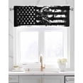 thumbnail image 2 of Independence Day Linen Curtain Valance for Bedroom/Bathroom/Kitchen/Office/Living/Dining Room Window,Black Stripes Star Eagle Graffiti Art Rod Pocket Topper Decorative Cafe Drapes Panel 54"x18", 2 of 6