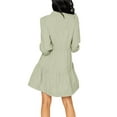 thumbnail image 3 of Long Sleeve Women V-Neck Solid Color Loose Dress, 3 of 5