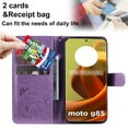 thumbnail image 4 of For Motorola Moto G85 6.67" Cat&Bee Patterned Embossed Strong Magnetic Attachment/Closure, Card Slots/Pocket, PU Leather Flip Wallet Case ﻿,Purple,For Motorola Moto G85, 4 of 8