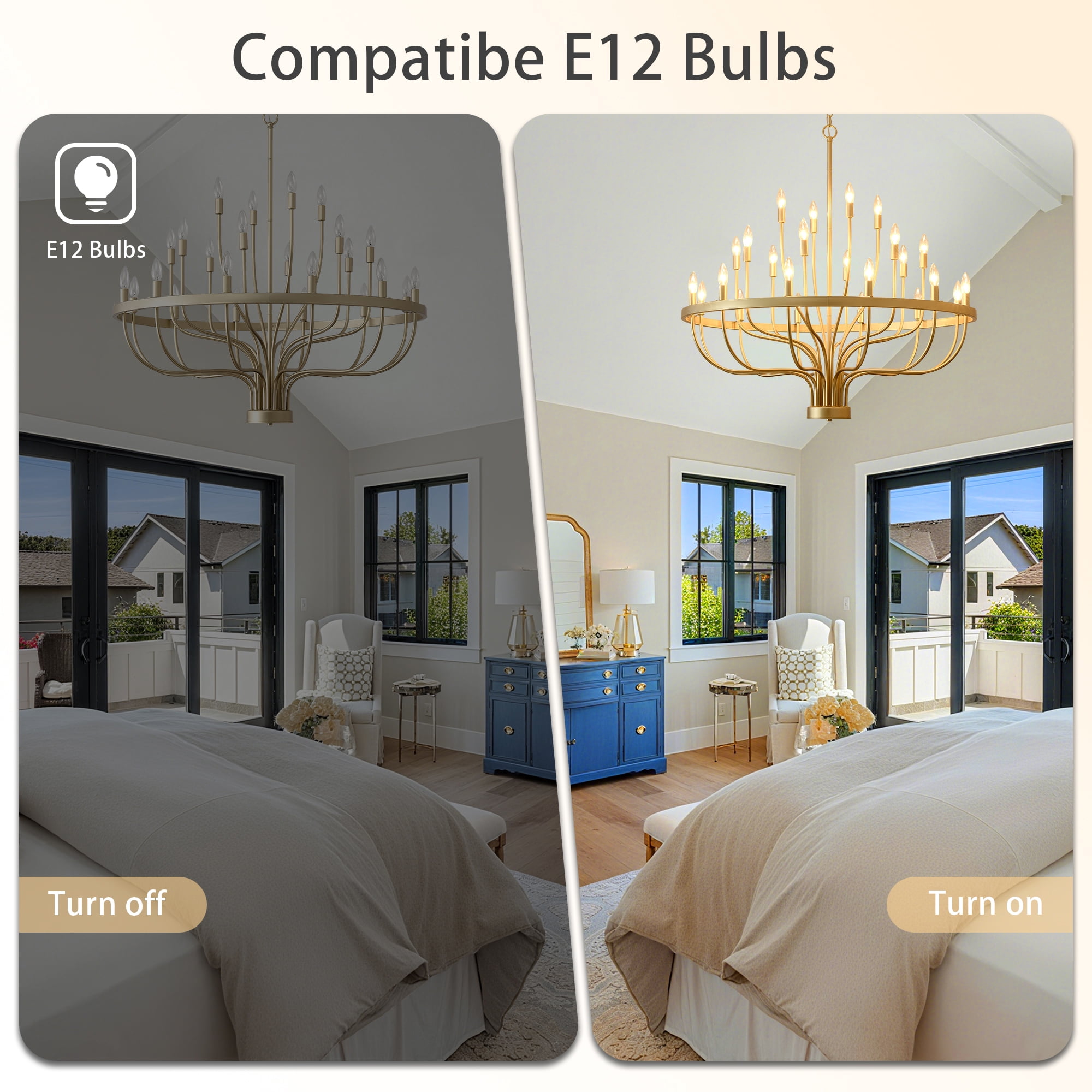 24 Lights Gold Chandelier Modern Farmhouse Pendant Lighting - Adjustable Height Antique Brass Ceiling Light for Dining Room, Foyer, Entryway, Living Room