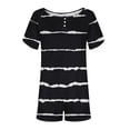 thumbnail image 4 of cfhntfmh 2 Piece Outfits for Women Summer Trendy Print Round Neck Buttons Tops Baggy Pocketed Shorts Loungewear Sets, 4 of 7