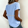 thumbnail image 5 of YUGYXL Spring T-Shirts for Women Short Sleeve Crewneck Loose Fit Casual Summer Tops Lightweight Lace Patchwork Tee Blue Tops XL, 5 of 7