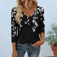 thumbnail image 2 of Jsaierl Women's 3/4 Length Sleeve Tops Plus Size V Neck Shirts Trendy Graphic Petite Blouses Workout Vacation Tunic Top S-3XL, 2 of 6