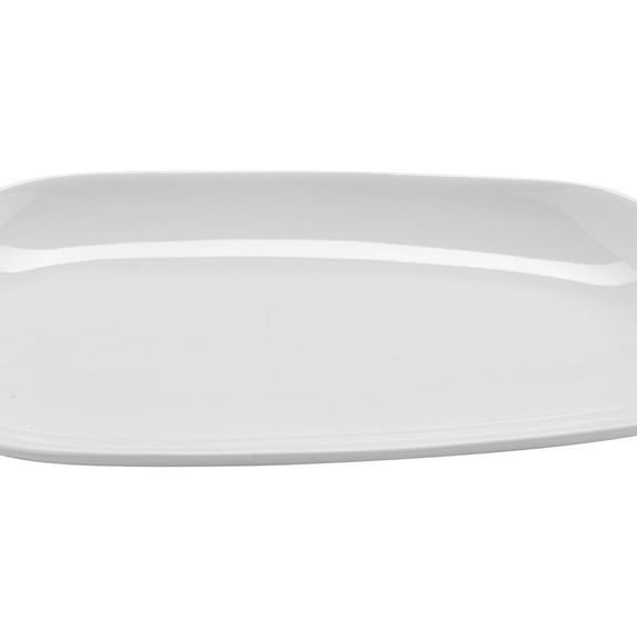 G.E.T. High-Strength Porcelain Asymmetric Appetizer Plate, 9.75", White (Set of 12)