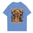 thumbnail image 1 of Moonsky AI/tungtungtungsahur T-Shirt Summer Tshirts Casual Loose Girls T Shirt Graphic Clothes Fashionable Round Neck Short Sleeve Work Clothes Printed Tops For Aldult Summer Tops(2XL#Blue), 1 of 3