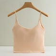 thumbnail image 4 of MESSUEN Camisole Tops for Women Camisole Tops for Women Built in Bra Square Neckline Camisole Solid Color with Chest Pad Bra One Tank Sling Tops for Women Summer Blouses for Women Beige L, 4 of 6
