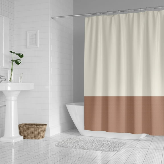 Mainstays Red and Ivory Colorblock Polyester Shower Curtain, 72 x 70 Inches, Multicolor