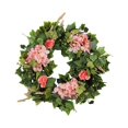 thumbnail image 4 of Corona de hortensias rosas, corona de flores artificiales para puerta delantera, corona colgante de primavera para Festival de Primavera, celebración Macarena Corona de hortensias, 4 of 8
