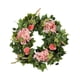 thumbnail image 4 of Corona de hortensias rosas, corona de flores artificiales para puerta delantera, corona colgante de primavera para Festival de Primavera, celebración Macarena Corona de hortensias, 4 of 8