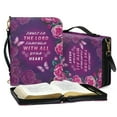 thumbnail image 3 of ZUXONGSY Butterfly Flower Print Bible Cover Case for Women Trust In The Lord Leather Bible Cover with Sturdy Handle Bible Protective with Detachable Strap Scripture Bag, XL, 3 of 7