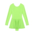 thumbnail image 5 of Vestido brillante de manga larga con volantes para mujer, vestido de baile de Ballet, vestido de natación, traje de Color sólido, vestidos de leotardo con cuello redondo, 5 of 5