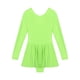 thumbnail image 5 of Vestido brillante de manga larga con volantes para mujer, vestido de baile de Ballet, vestido de natación, traje de Color sólido, vestidos de leotardo con cuello redondo, 5 of 5