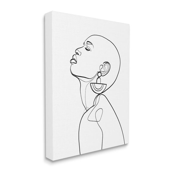 Stupell Industries Woman Wearing Circular Earrings Black Line Fluid Abstraction, 24 x 30, Designed by Ros Ruseva