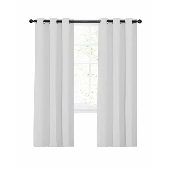 White Blackout Curtains, Light Blocking Print Window Curtains, Modern Minimalist Pure Soild Color Thermal Insulated Window Drapes for Living Room Kitchen Cafe 2 Panels, 104"W x 52"L