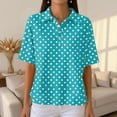 thumbnail image 5 of Women's Waffle Knit Polo Shirt Color Block Striped Collared Short Sleeve Relaxed Fit Casual Daily Office Summer Tops 2026, L, 5 of 8