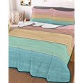 thumbnail image 3 of Quilts Full Size Bedding Set, Pink Wooden Grain Lightweight Quilted Comforter, Vintage Chic Geometric Ombre Teal Soft Reversible Bedspread Coverlet with Pillow Covers for All Season, 78" x 90", 3 of 7