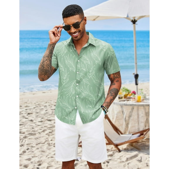 COOFANDY Mens Summer Shirts Floral Hawaiian Shirts Short Sleeve Casual Beach Wear Clothing