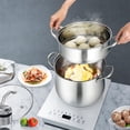 thumbnail image 2 of Giantex 2-Layer Stainless Steel Steamer, 11” Cookware Steamer w/Tempered Glass Lid & Loop Handles, Saucepot for Soup & Steaming Food, 2 of 10