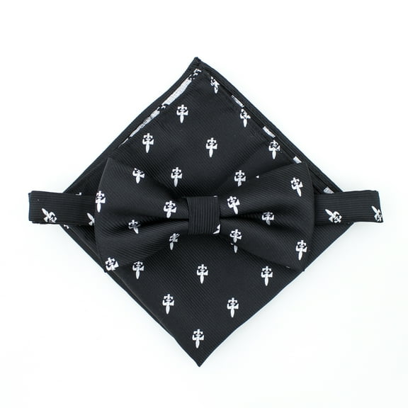 Scott Allan Adjustable Pre-Tied Bow Tie For Men abd Boys With Hanky Set | Black Bow Tie Set | NECK SIZE: 10" to 18" for ages 8 years and older.