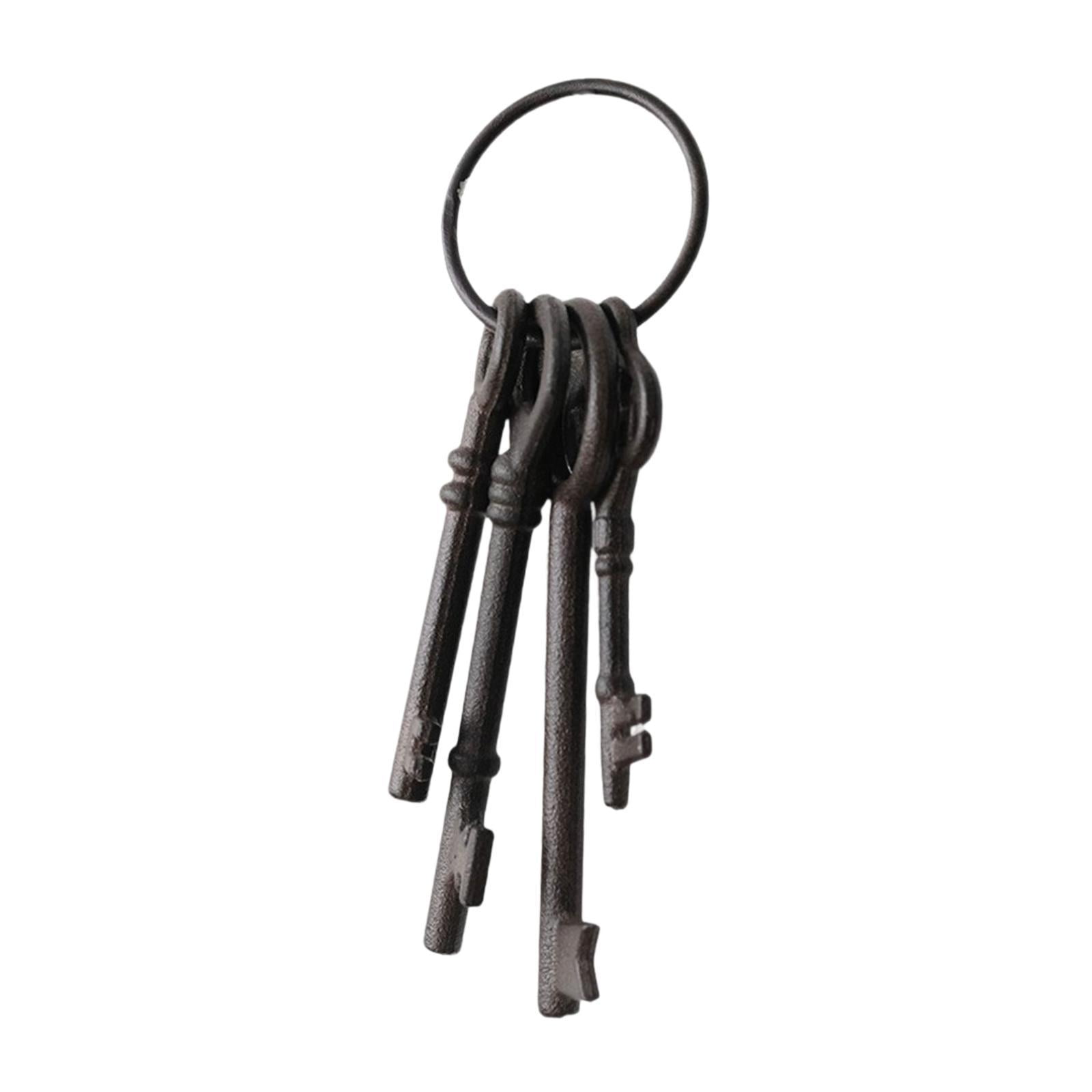 Vintage Cast Iron Keys Antique Skeleton Key Ring Large Iron Material for Pirate Party Farmhouse Decor