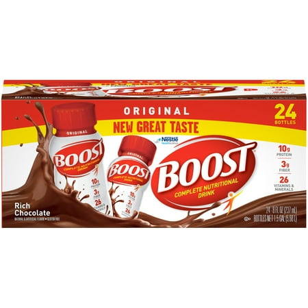 Boost Original Complete Nutritional Drink, Rich Chocolate, 8 fl oz Bottle, 24 (Best Price On Boost Drink)