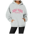thumbnail image 2 of New York Hoodies for Women 2025 Long Sleeve Graphic Y2K Hoodie with Pockets Streetwear Hooded Sweatshirt Pullover Tops, 2 of 5