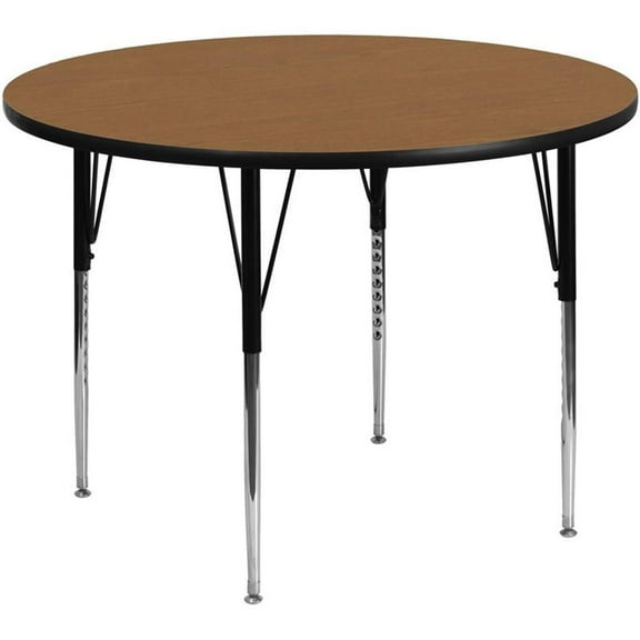 Pemberly Row 31" x 48" Round Thermal Fused Laminate Top Activity Table in Oak